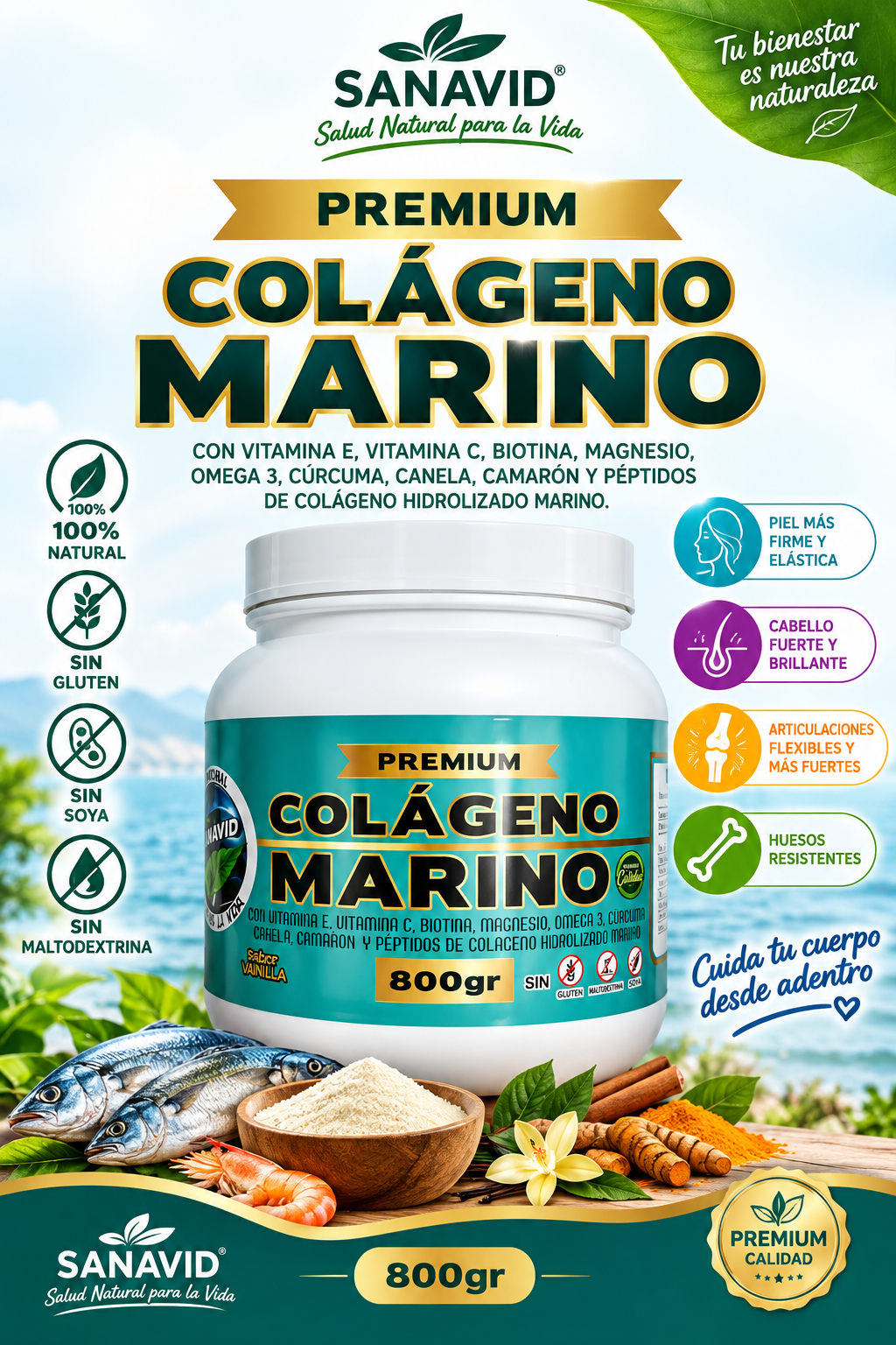Colágeno Marino Premium Presentación de 800gr