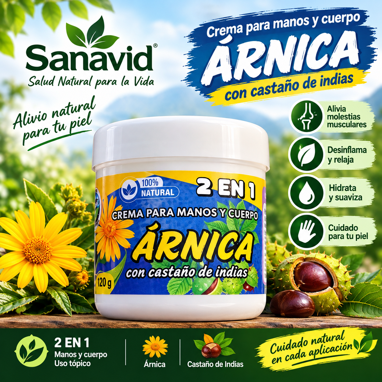 Crema ÁRNICA con Castaño de indias 120 gr uso tópico